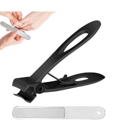 Vbnuyhim Large Nail Clippers Toenail Clippers for Seniors | Portable Stainless Steel Nail Clippers | Long Handle Toenail Clippers with Ergonomic Slant Head Toenail Clippers Black