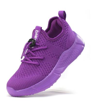 QIJGS Toddler/Little Kid Boys Girls Shoes Running Sneakers Athletic Tennis Walking Shoes 12 Little Kid C.purple