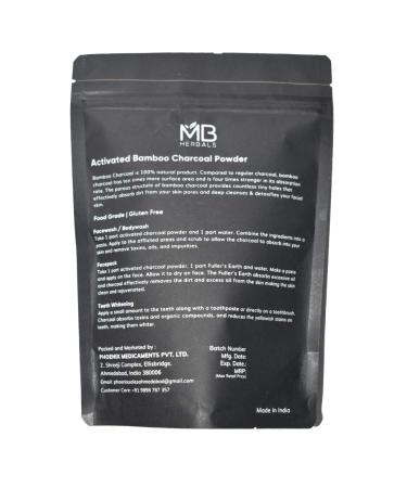 MB Herbals Activated Charcoal Powder 8 oz - Food Grade Bamboo Charcoal | Skin & Hair Detox | Toothpowder Ingredient - Buy Online on GoSupps.com