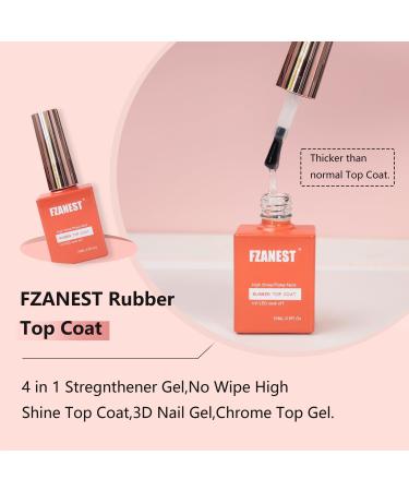 FZANEST Rubber Gel Top Coat 15ML Gel Nail Polish Ultra Shine No Wipe Thick Top Coat Strengthen/Enhanced Plumping Natrual Nail and Nail Tips Soak Off UV LED Gel - Buy Online on GoSupps.com