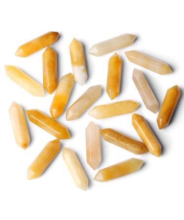 Xiannvxi 20 pieces of medicinal crystals crystals set yellow aventurine stone gemsteine natural healing crystal set polished drum stones magic wand Reiki bulk six-socket points witchcraft gift citrin-20pcs