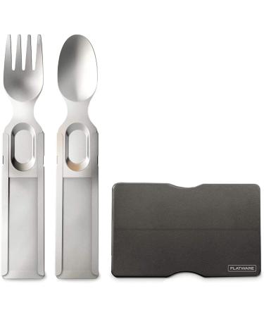 GOSUN Flatware Set - Wallet Sized Camping Utensils | Resuable Travel Utensils with Case | Camping Cookware Travel Silverware | Camping Utensils | Portable & Compact