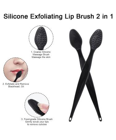 8 Pack Double-Sided Silicone Lip Scrub Brushes - Soft Lip Exfoliator Tool for Skincare - Black - Buy Online on GoSupps.com