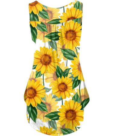 Women's Yellow Flowy Tunic Top | Casual Summer Short Sleeve Shirt for Leggings | Floral Cute Blouse | Size Medium - Buy Online on GoSupps.com
