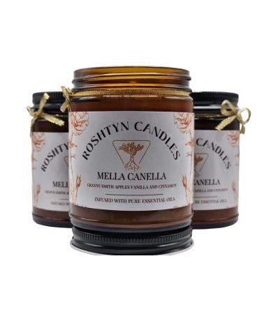 Apple Cinnamon (Mella Canella) 9 oz Soy Candle Infused with Pure Essential Oils
