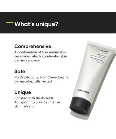 Minimalist 0.3% Ceramide Bisabolol Face Moisturizing Cream - Barrier Repair & Deep Moisturization for Dry to Normal Skin | Unisex | 1.7 Oz / 50 gm - Buy Online on GoSupps.com