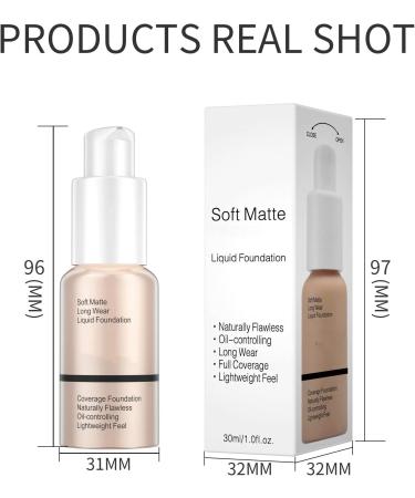 Foundation Full Coverage Foundation Long-Lasting Matte Oil Control Concealer Liquid Foundation 30ml Great Choice and Gift (101# Porcelain) - Buy Online on GoSupps.com
