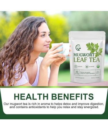 Organic Mugwort Tea Bags - Improve Sleep and Digestion - Caffeine Free - 30 Count - Buy Online on GoSupps.com