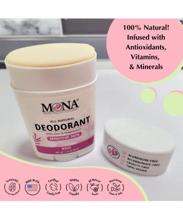 MONA BRANDS All Natural Deodorant For Women & Men | For Sensitive Skin | No Aluminum or Baking Soda | (ROSE 1.76 Oz) - Buy Online on GoSupps.com