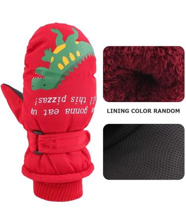 XIAOHAWANG Kids Ski Gloves - Waterproof Dinosaur Mittens for Boys and Girls (Red, 4-8 Years) - Buy Online on GoSupps.com
