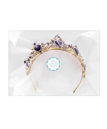Lurrose Luxury Purple Crystal Baroque Crown Rhinestone Tiara - Bridal Headband - Buy Online on GoSupps.com