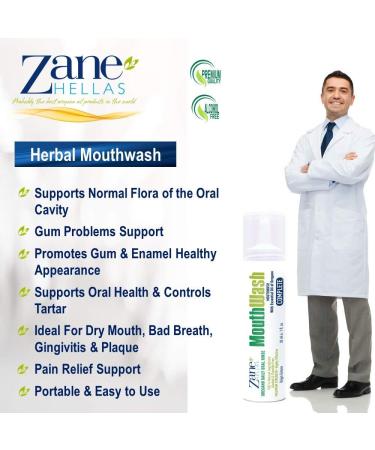 Zane Hellas Oregano Oil Mouthwash - Gingivitis and Bad Breath Relief - Alcohol and Fluoride Free - 100% Herbal Solution - 1fl.oz. (30ml) - Buy Online on GoSupps.com