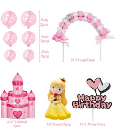 10pcs Princess Cake Topper Castle Cake Decoration for Girl Kid Happy Birthday Party Decorations Princess Baby Shower Supplies Orange - Buy Online on GoSupps.com