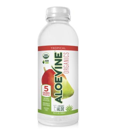 Aloevine Tropical Flavored Organic Aloe Vera Juice Drink Non GMO Gluten Free 16.9 Fluid Ounces (Pack Of 12)
