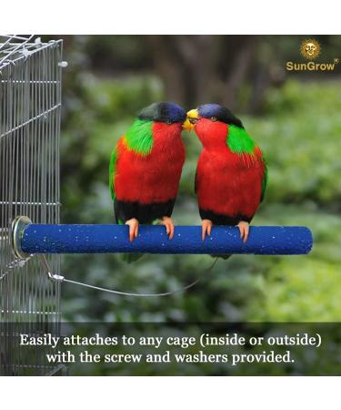 SunGrow Wooden Bird Perch 11.8 Inches Blue - Keeps Nails Trim, Beaks Smooth - Ideal for Cockatiels, Parakeets, Lovebirds, Finches - Buy Online on GoSupps.com