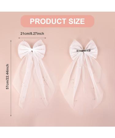 PEOVLVN White Hair Bow Bridal Hair Accessories Bride Bow Hair Clips Large Hair Bow Wedding Veil Bachelorette Party Favors Engagement Party Accessories Bride Bridesmaid Gifts - Buy Online on GoSupps.com