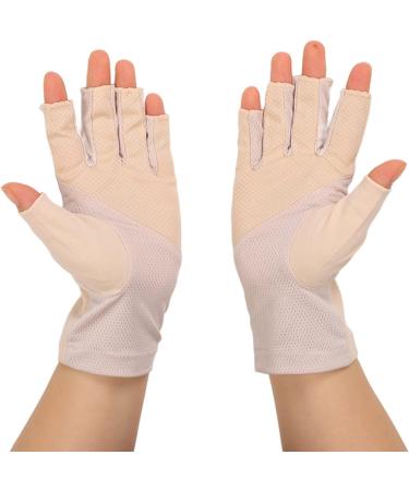  Fockety Fockety Nail Lamp Gloves Thoughtful Design Stretchable UV Protection Fingerless Manicure Gloves for Dry Nail Gel Medium Size Cotton Fiber (Light Yellow) - Buy Online on GoSupps.com