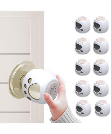 Jakuva 10 Pack Door Knob Safety Cover for Kids,Child Proof Door Knob Locks of Lockable Design, Fitting Most Knobs for Children Safety(White)