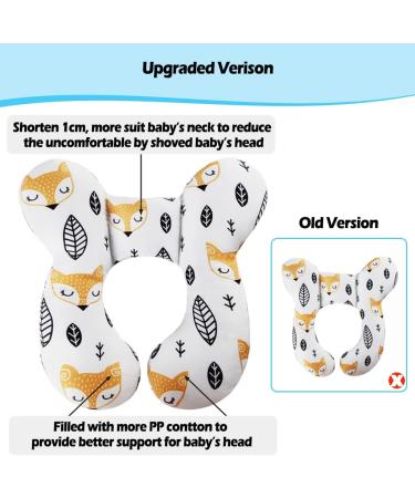 KAKIBLIN Baby Travel Pillow - Neck & Head Support for Car Seat, Pushchair - Yellow Fox Design - Buy Online on GoSupps.com