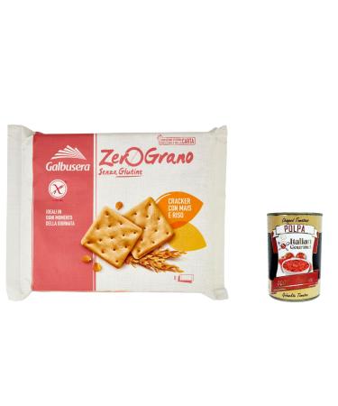 Galbusera Zero Grano Cracker with rice and corn, 320 g, gluten free, lactose free + Italian Gourmet polpa 400 g