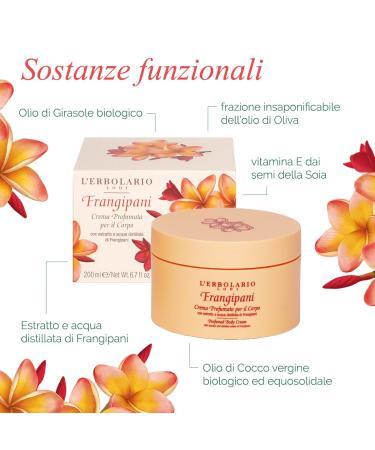 L'Erbolario Frangipani Body Cream 200ml - Luxurious Scented Moisturizer | International Shipping Available - Buy Online on GoSupps.com