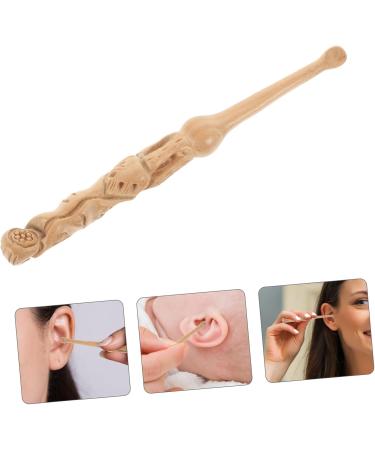 COOLHIYA Convenient Ear Cleaning Tool Portable Ear Scoops Carved Wood Earwax Remover Non-Burrs Reusable Safe for Skin - Buy Online on GoSupps.com