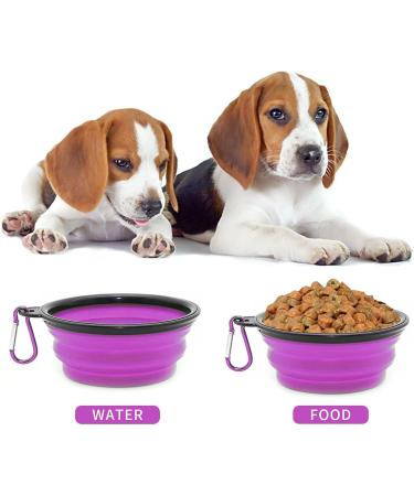 Coolon Collapsible Dog Bowl | Portable Dog & Cat Water Bowl | Foldable Medium 650ml with Carabiners - Purple - Buy Online on GoSupps.com