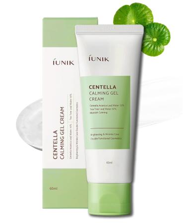 IUNIK Centella Calming Gel Cream Vegan Non-Sticky Face Moisturizer Acne-prone Sensitive Oily Dry Skin Hydrating Plant-based - Centella 70% Tea Tree Water 10% Rosacea Breakout Blemish Korean Skincare
