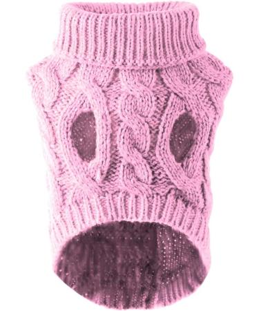 Shop Famkit Pink Pet Dog Roll Collar Sweater - Warm Fashion Knitwear & Outwear for Small Dogs (M-2: 5.5-7.7lb) - Buy Online on GoSupps.com