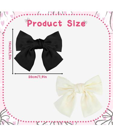 2Pcs Big Bow Hair Clips for Women - Black+White Ribbon Hair Barrettes - Buy Online on GoSupps.com