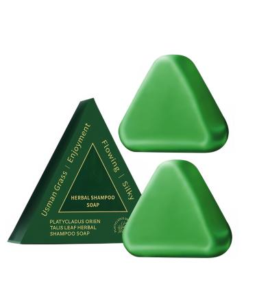 Wootapson 2PC Nature Triangle Shampoo Bar Solid Plant-Based Shampoo Bar Soap Bar Gentle Cleansing and Nourishing Care for Women and Men Moisturizes Hair Growth Prevents