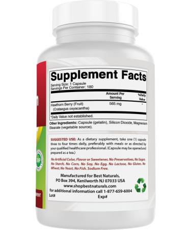Best Naturals Hawthorn Berry 565 mg 180 Capsules (180 Count (Pack of 2)) - Buy Online on GoSupps.com