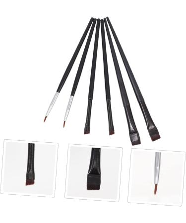 Baluue 6pcs Eyeliner Makeup Brush Eyebrow Brush Professional Makeup Brushes Black Rayon Wooden Handle - Buy Online on GoSupps.com