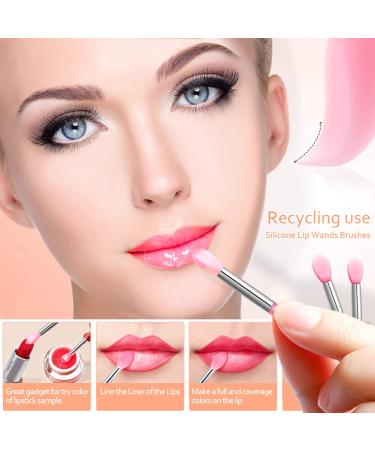 Spove 12pcs Silicone Lip Brush Set - Makeup Eyebrow Lipstick Brushes Applicator Cosmetic Wands for Balm, Mask, Oil - Buy Online on GoSupps.com