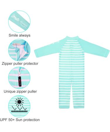 weVSwe Baby Boy Swimwear UPF 50+ Rash Guard with Crotch Zipper | Green Stripes | 18-24 Months - Buy Online on GoSupps.com