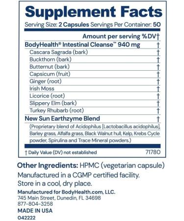 BodyHealth Intestinal Cleanse - Colon Cleanser Detox & Constipation Relief (100 Capsules) - Buy Online on GoSupps.com