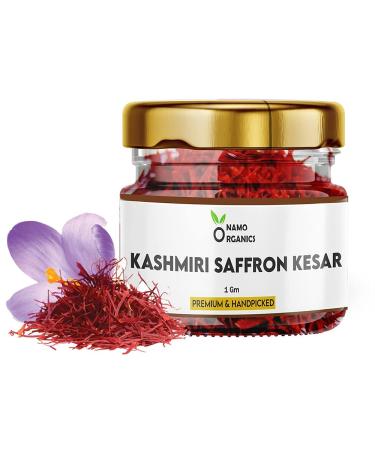 Organic Care Namo Organics - 1 Gm - Saffron Original Pure and Organic Kashmiri Kesar Saffron for Pregnant Women, 100% Purity Lab Certificate Finest A++ Grade Kashmiri Kesar/Saffron Threads