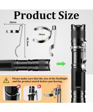 Unicraftale 420 Stainless Steel Flashlight Clip - 18mm Pocket Clip Replacement for Pens & Flashlights - Removable & Durable - Buy Online on GoSupps.com