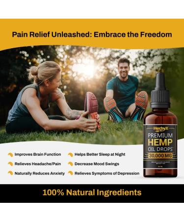 Hemp Oil for Pain & Anxiety Relief 30 000MG Organic Hemp Oil Drops for Better Sleep Mood & Stress Support Vegan Friendly Pure Hemp Seed Oil CO2 Extracted - Rich in Omega 3-6-9 Oils Vitamins & Fatty Acids - NON-GMO Cold Pressed Supplements - Buy Online on GoSupps.com