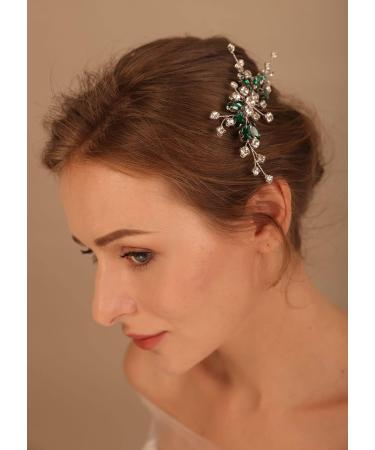 Deniferymakeup Bridal Hair Comb Emerald Headpiece Green Crystal Hair Piece Rhinestone Bridal Side Combs for Women and Girls (Style 1) - Buy Online on GoSupps.com