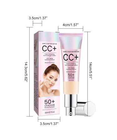 Sunscreen Foundation Makeup Color Correcting Cream CC+ Cream - Self Adjusting for Mature Skin Natural Finish Foundation Full Ccoverage Natural Glow Enhancer Lotion - 1 fl oz 02# Medium 30.00 ml (Pack of 1) - Buy Online on GoSupps.com