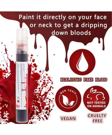Go Ho Blood Splatter Fake Blood Makeup(0.35 oz) Halloween Fake Blood Spray Eye Blood Drops Body Paint Fake Blood for Clothes and Zombie Monster Vampire Clown Costume Cosplay Makeup 1PC - Buy Online on GoSupps.com