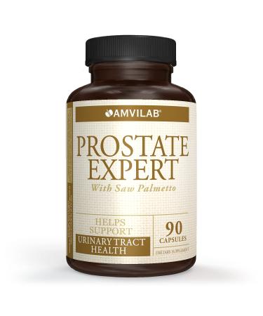 AMVILAB Prostate Expert - Natural Supplement for Prostate Health & Urinary Tract Support with Saw Palmetto. Reduces Frequent Urination & Bladder Discomfort. 90 Capsules 1 Month Supply