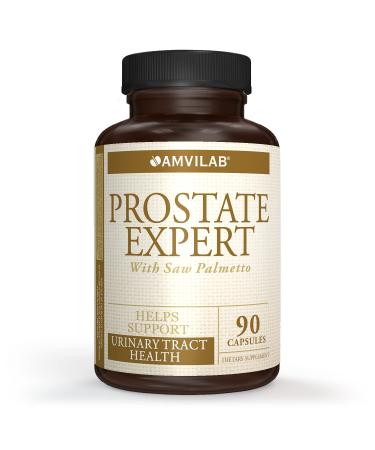 AMVILAB Prostate Expert - Natural Supplement for Prostate Health & Urinary Tract Support with Saw Palmetto. Reduces Frequent Urination & Bladder Discomfort. 90 Capsules 1 Month Supply