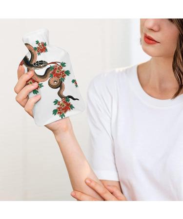 Snake Flower Hot Water Bottle with Cover - Plush Bed Bottle Hand Warmer for Adults & Children | 26.5x15.3cm - Buy Internationally - Buy Online on GoSupps.com