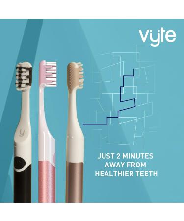 Vyte Electric Toothbrush - Aluminum AAA Battery Powered Travel Toothbrush with Pressure Sensor for Men Women & Kids - Rose Gold Starter Set (Pack of 1 - Buy Online on GoSupps.com