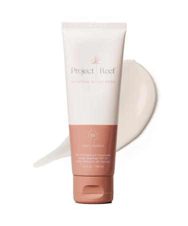 SPF 50 Mineral Sunscreen - Reef Friendly Ocean Safe Vegan Sunscreen Lotion for All Ages No White Residue Water-Resistant 3.4 fl oz SPF50