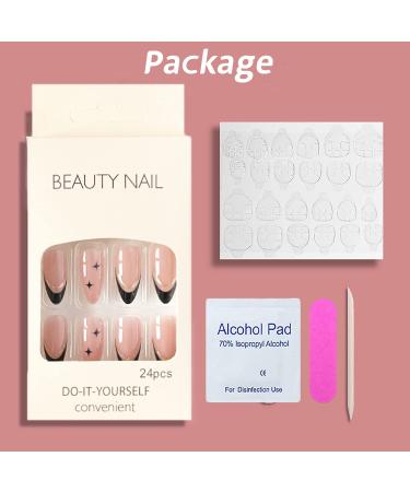 French Glitter Press on Nails Matte - Cute Square Fake Nails for Women and Girls - Acrylic Manicure Decoration - Design 04 - Buy Online on GoSupps.com