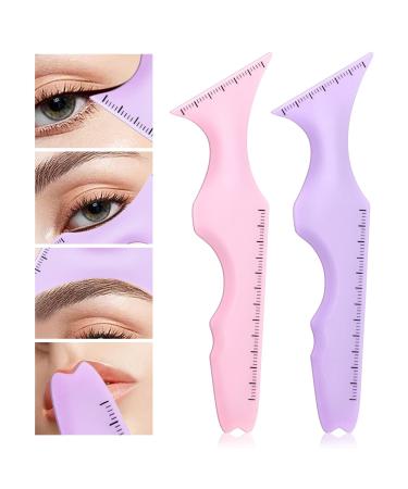 HOSAILY 2PCS 5 in1 Eyeliner Stencils Silicone Winged Tip Eyeliner Aid Eyebrow Pencil Stencils Multi-Purpose Eye Makeup Tool for Winged Eyeliner Defined Eyebrow Eyelash Face Contour and Lip Line 0.50 Ounce (Pack of 2)