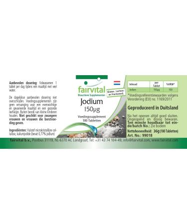 Fairvital | Potassium Iodide Iodine Supplement - 150mcg per Tablet - 180 Vegan Tablets - Buy Online on GoSupps.com